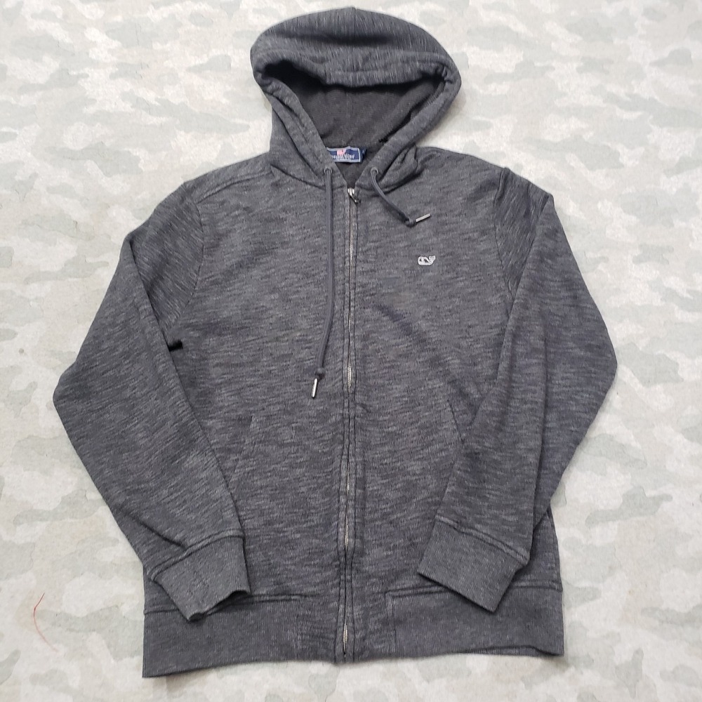 Vineyard Vines Sweatshirt Mens Small Gray Full Zip Hooded Pockets
